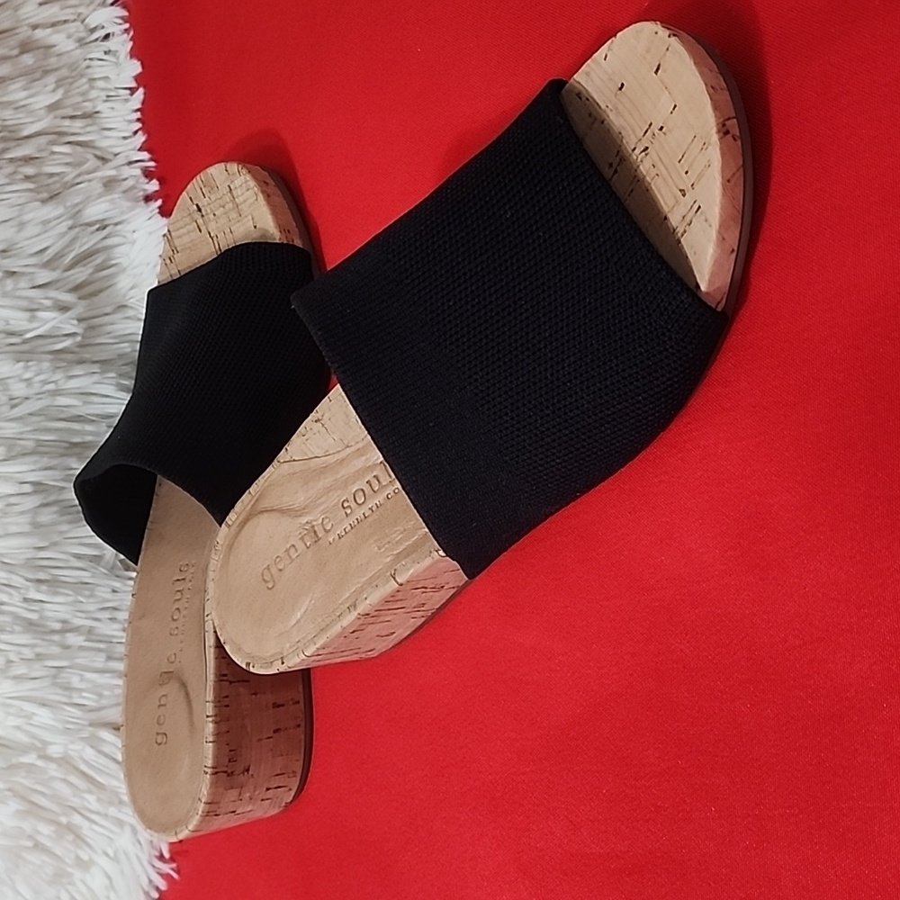 Gentle Souls Gisele Black Cork Sole sandals